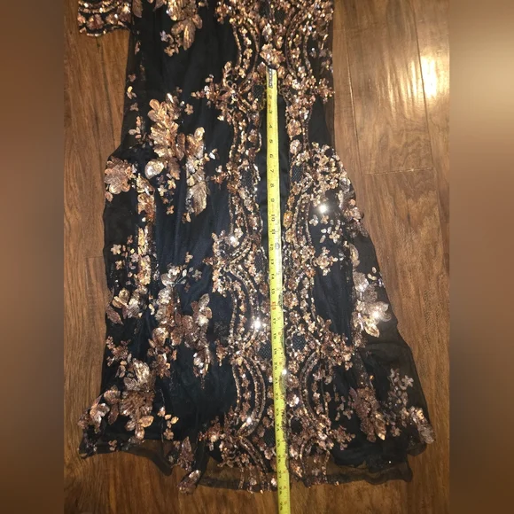 Fashion Nova All Nighter Long Sleeve Sequin Gown With High Thigh Split Small - Picture 8 of 12